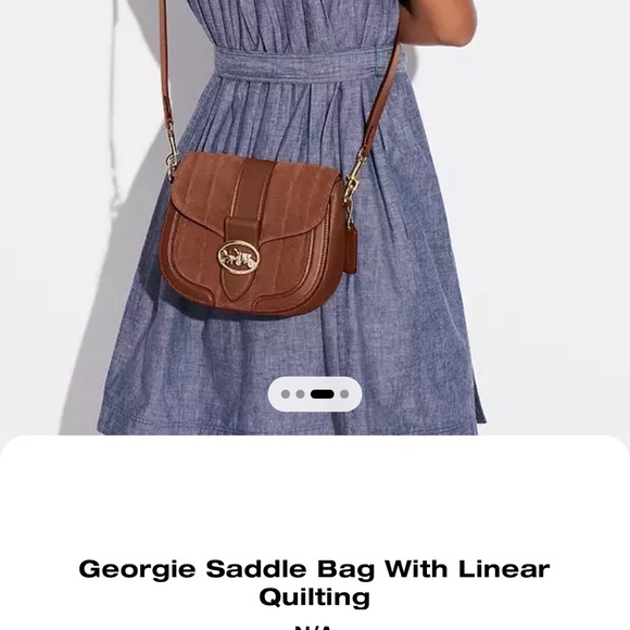 Coach Georgie Saddle Bag with Linear Quilting - Brown - Picture 3 of 10